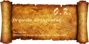 Orgonás Krisztofer névjegykártya